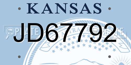 JD67792 Kansas License Plate