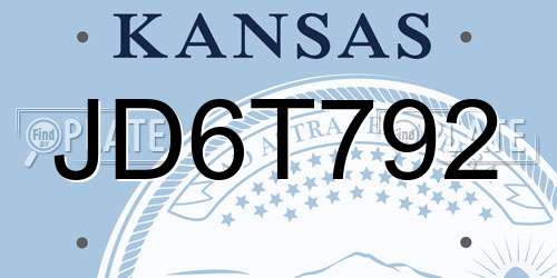 JD6T792 Kansas License Plate