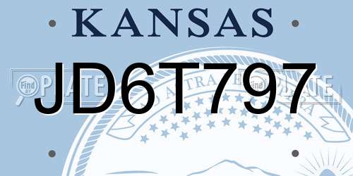 JD6T797 Kansas License Plate