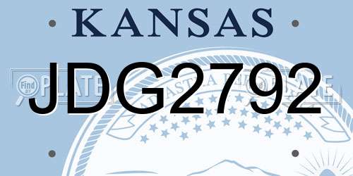 JDG2792 Kansas License Plate