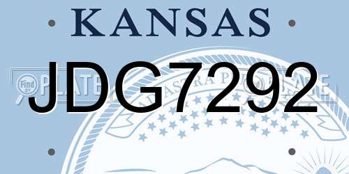 JDG7292 Kansas License Plate