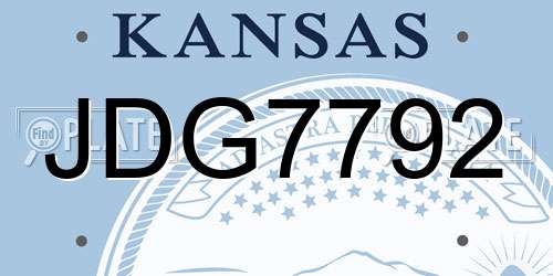 JDG7792 Kansas License Plate