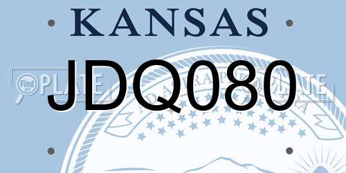 JDQ080 Kansas License Plate