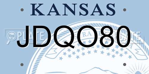 JDQO80 Kansas License Plate