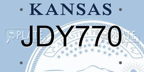 JDY770 Kansas License Plate