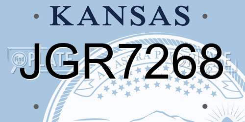 JGR7268 Kansas License Plate