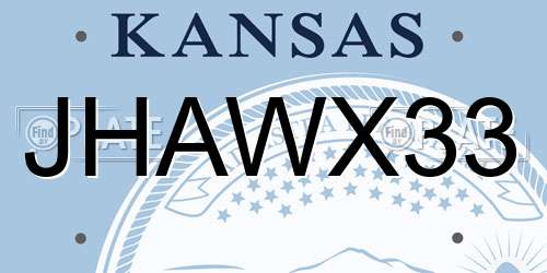 JHAWX33 Kansas License Plate