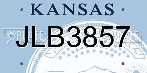 JLB3857 Kansas License Plate