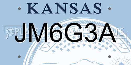 JM6G3A Kansas License Plate