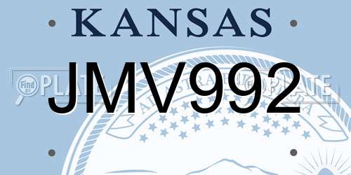 JMV992 Kansas License Plate
