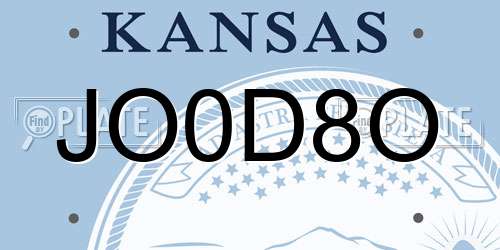 JO0D8O Kansas License Plate