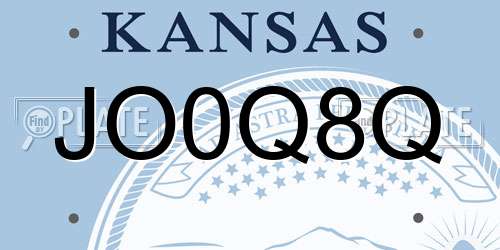JO0Q8Q Kansas License Plate