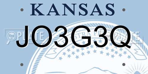 JO3G3Q Kansas License Plate