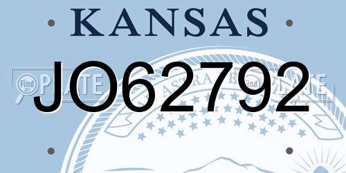 JO62792 Kansas License Plate