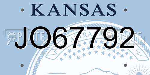 JO67792 Kansas License Plate