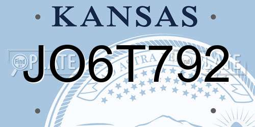 JO6T792 Kansas License Plate