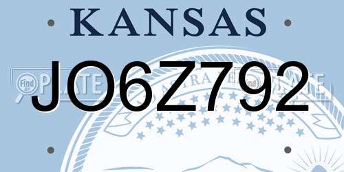 JO6Z792 Kansas License Plate