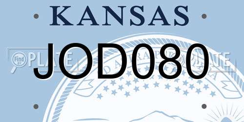 JOD080 Kansas License Plate