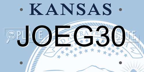 JOEG30 Kansas License Plate