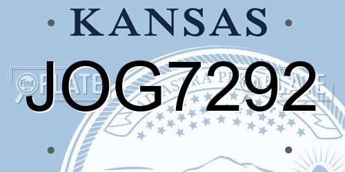 JOG7292 Kansas License Plate