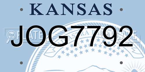 JOG7792 Kansas License Plate