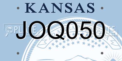 JOQ050 Kansas License Plate