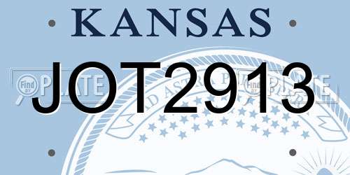 JOT2913 Kansas License Plate
