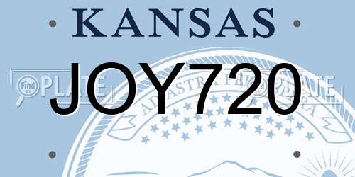 JOY720 Kansas License Plate