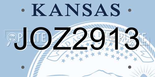 JOZ2913 Kansas License Plate