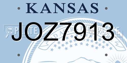 JOZ7913 Kansas License Plate