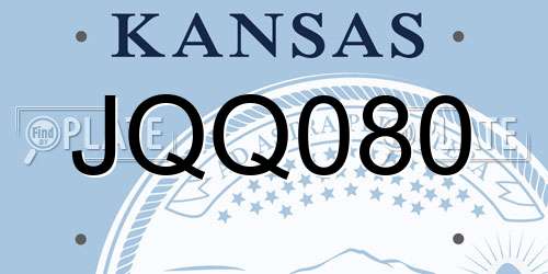 JQQ080 Kansas License Plate