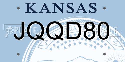 JQQD80 Kansas License Plate