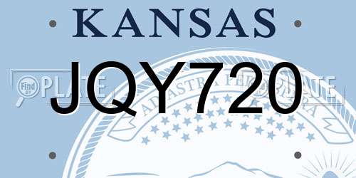 JQY720 Kansas License Plate
