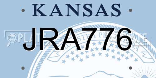 JRA776 Kansas License Plate