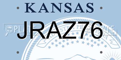 JRAZ76 Kansas License Plate