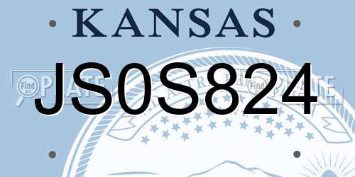 JS0S824 Kansas License Plate