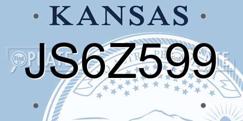 JS6Z599 Kansas License Plate
