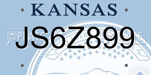 JS6Z899 Kansas License Plate