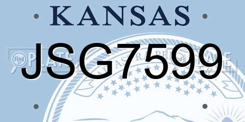 JSG7599 Kansas License Plate