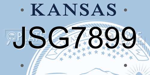 JSG7899 Kansas License Plate