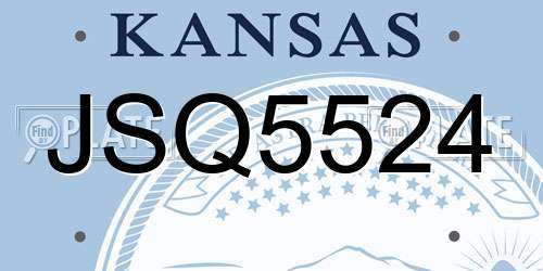 JSQ5524 Kansas License Plate