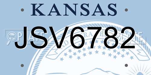 JSV6782 Kansas License Plate