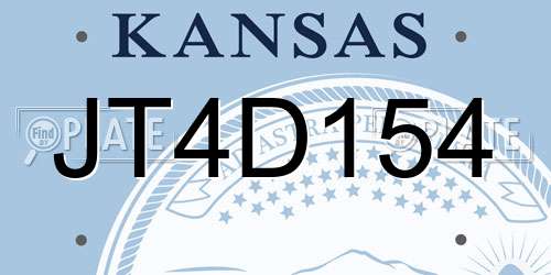 JT4D154 Kansas License Plate