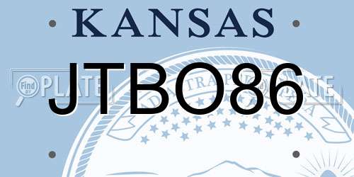JTBO86 Kansas License Plate