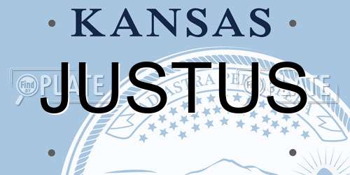 JUSTUS Kansas License Plate