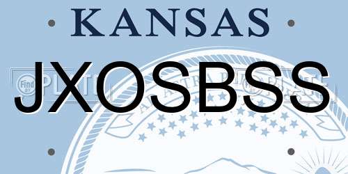 JXOSBSS Kansas License Plate