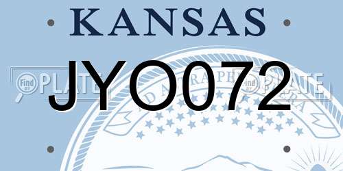 JYO072 Kansas License Plate