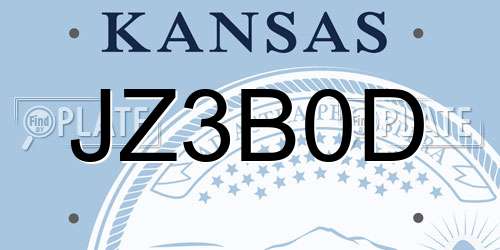 JZ3B0D Kansas License Plate