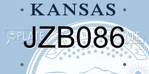 JZB086 Kansas License Plate