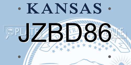 JZBD86 Kansas License Plate